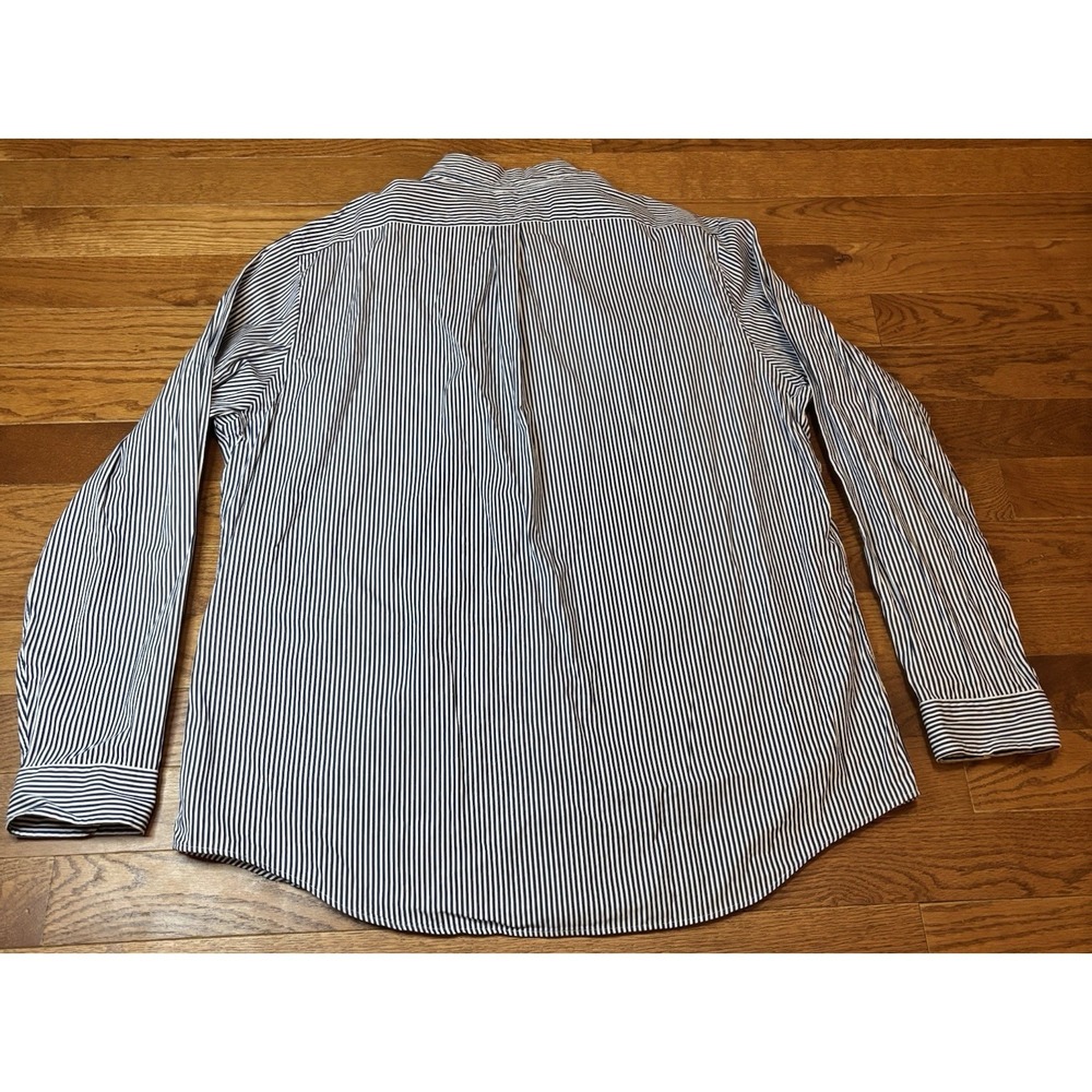 Polo Ralph Lauren Shirt Men XXL Blue Striped Classic Fit Button Up Red Pony - Picture 3 of 5